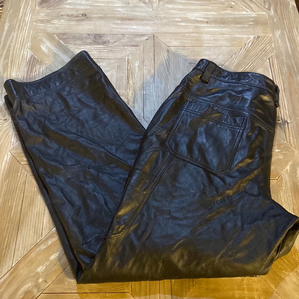M. Julian Black Wilson Leather Biker Motorcycle Pants Mens Size 36 Exc Cond